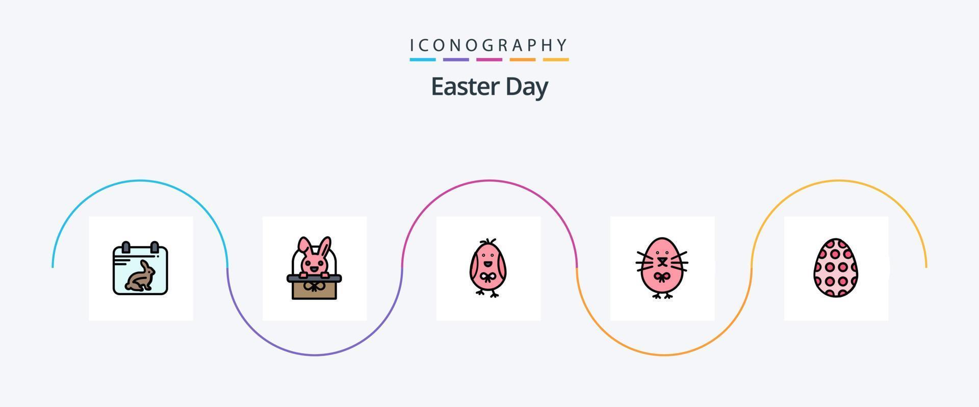 Easter Line Filled Flat 5 Icon Pack Including . egg. chicken. easter egg. decoration vector