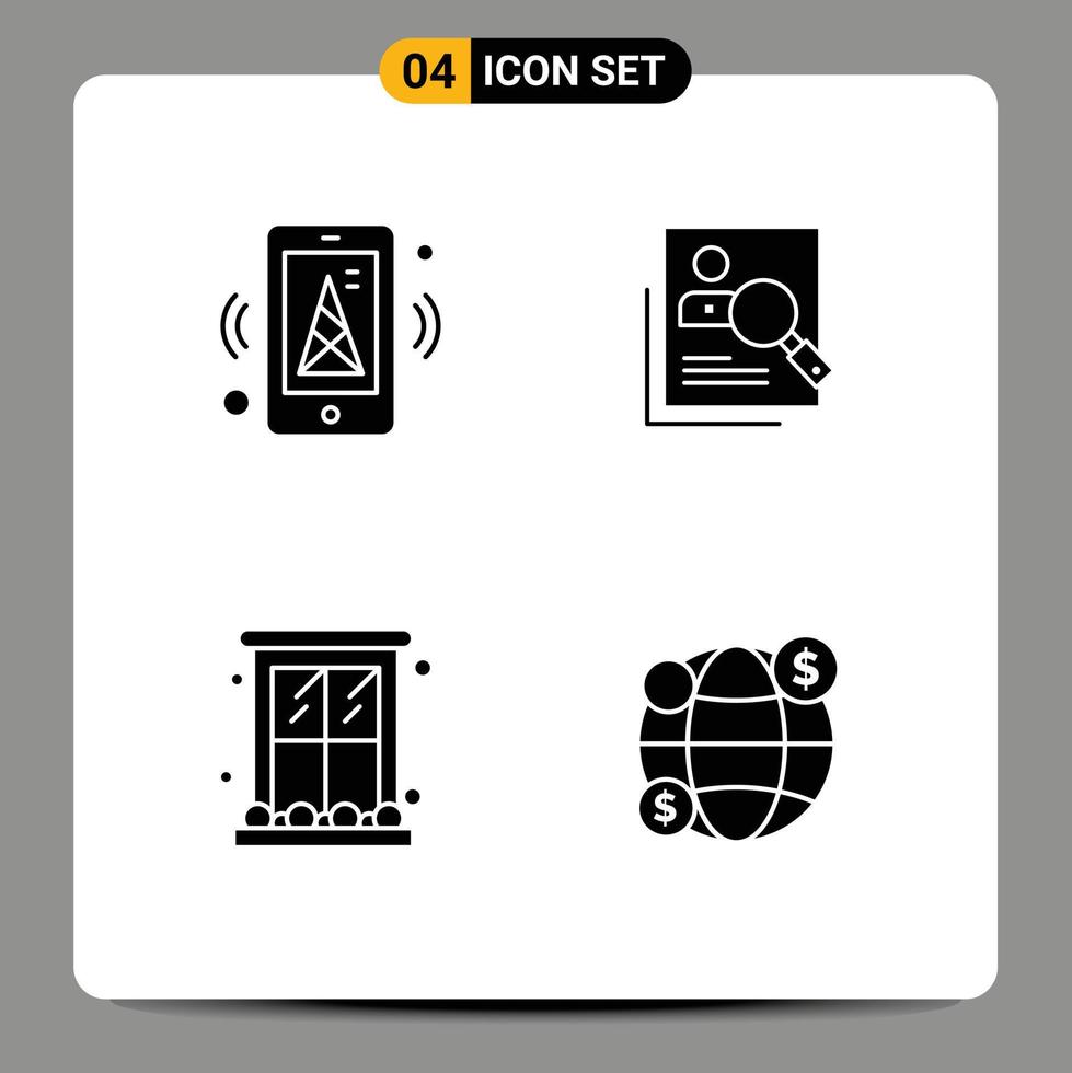 Modern Set of Solid Glyphs Pictograph of internet resources mobile human search Editable Vector Design Elements