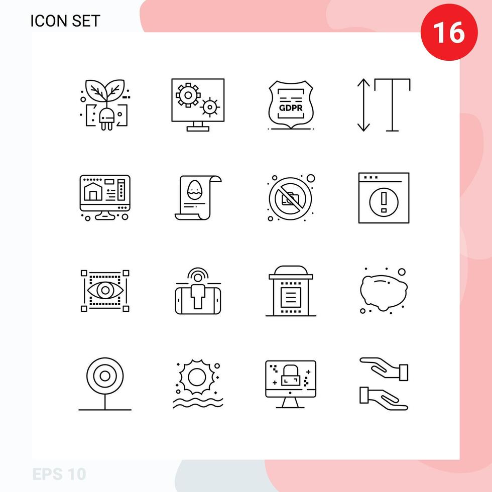 16 Creative Icons Modern Signs and Symbols of computer scale setting font privacy Editable Vector Design Elements