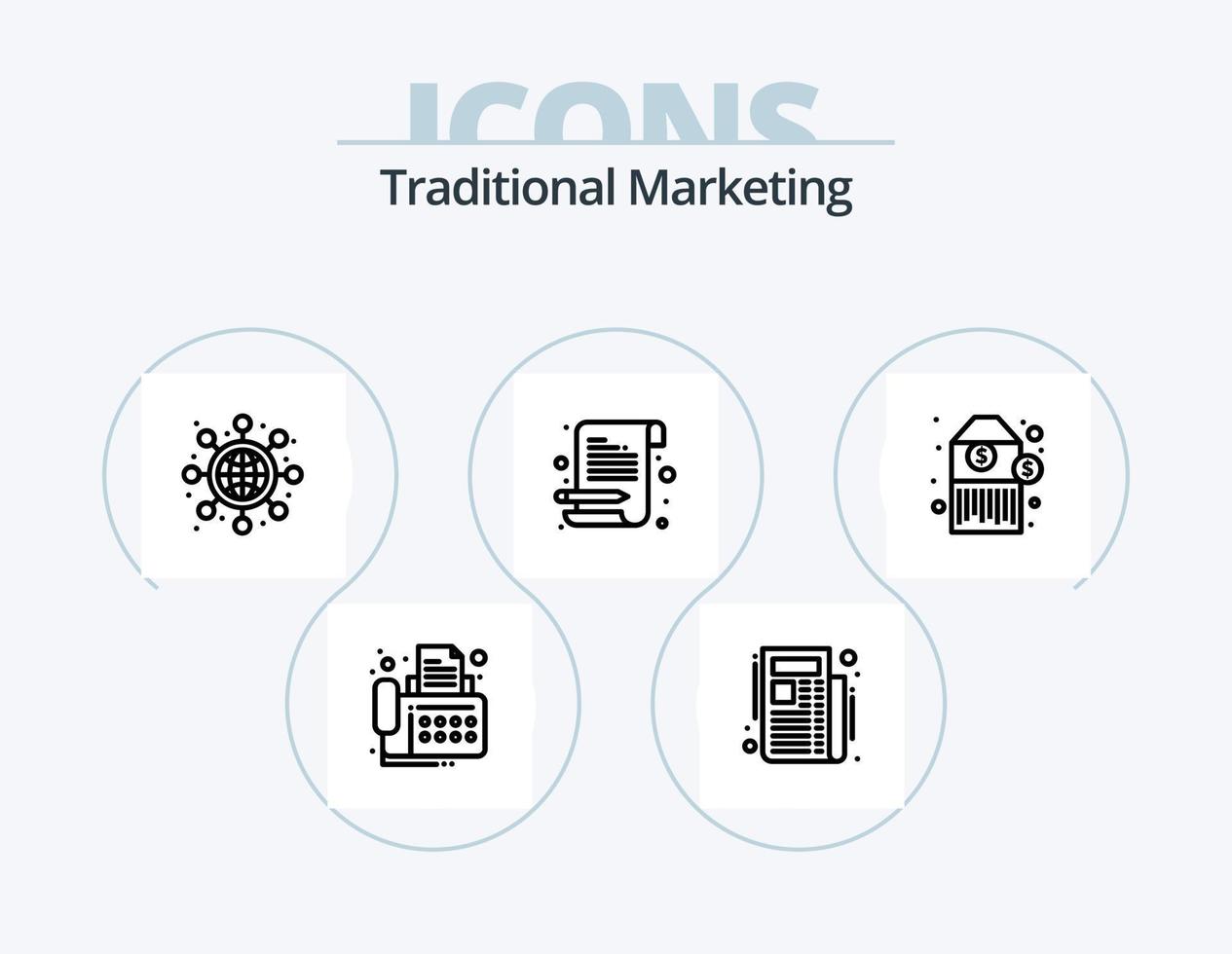 Traditional Marketing Line Icon Pack 5 Icon Design. customer support. customer. full. assistant. ad vector