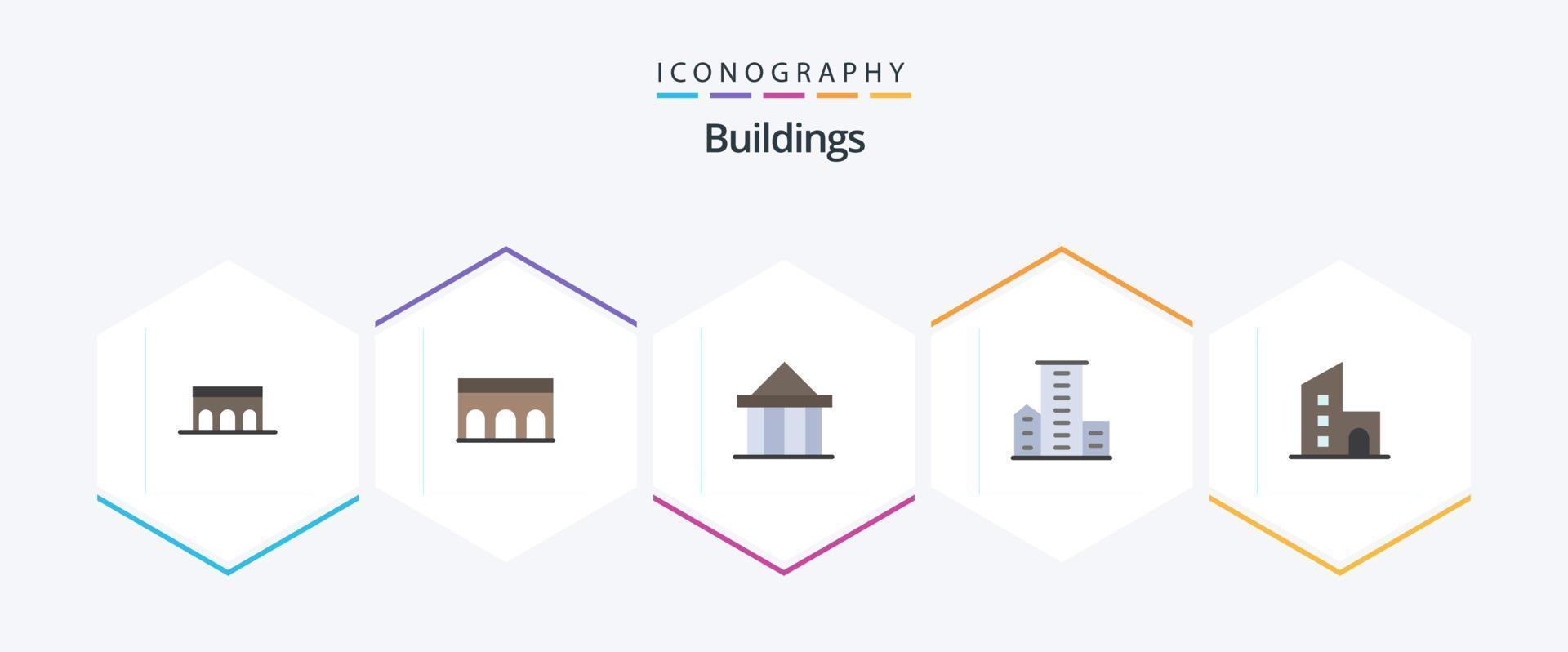 Buildings 25 Flat icon pack including estate. apartment. court. residences. family vector