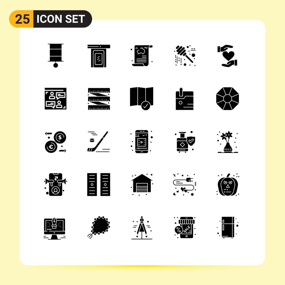 Solid Glyph Pack of 25 Universal Symbols of heart sweets blog jar guide Editable Vector Design Elements