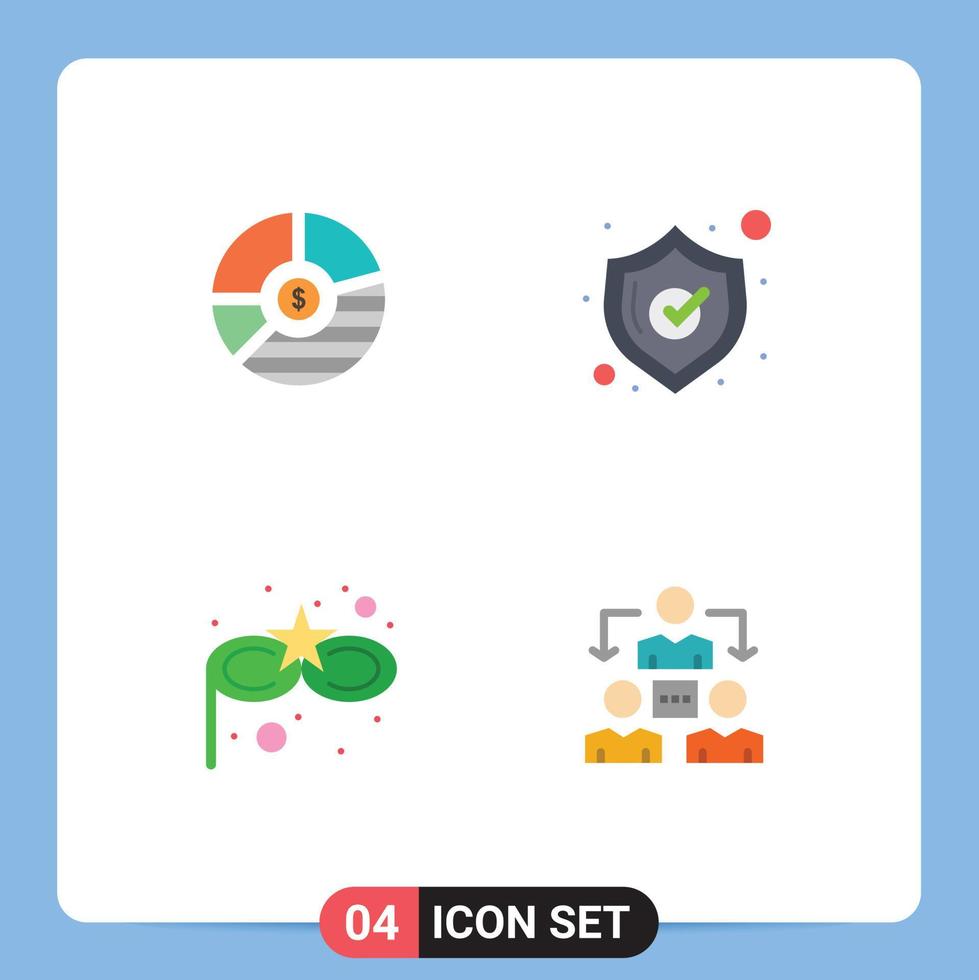 4 Thematic Vector Flat Icons and Editable Symbols of chart shopping business statistics costume mask Editable Vector Design Elements