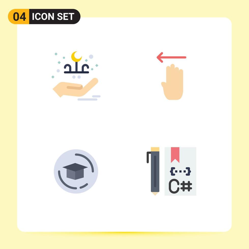 4 Universal Flat Icon Signs Symbols of eid education celebration gesture c Editable Vector Design Elements