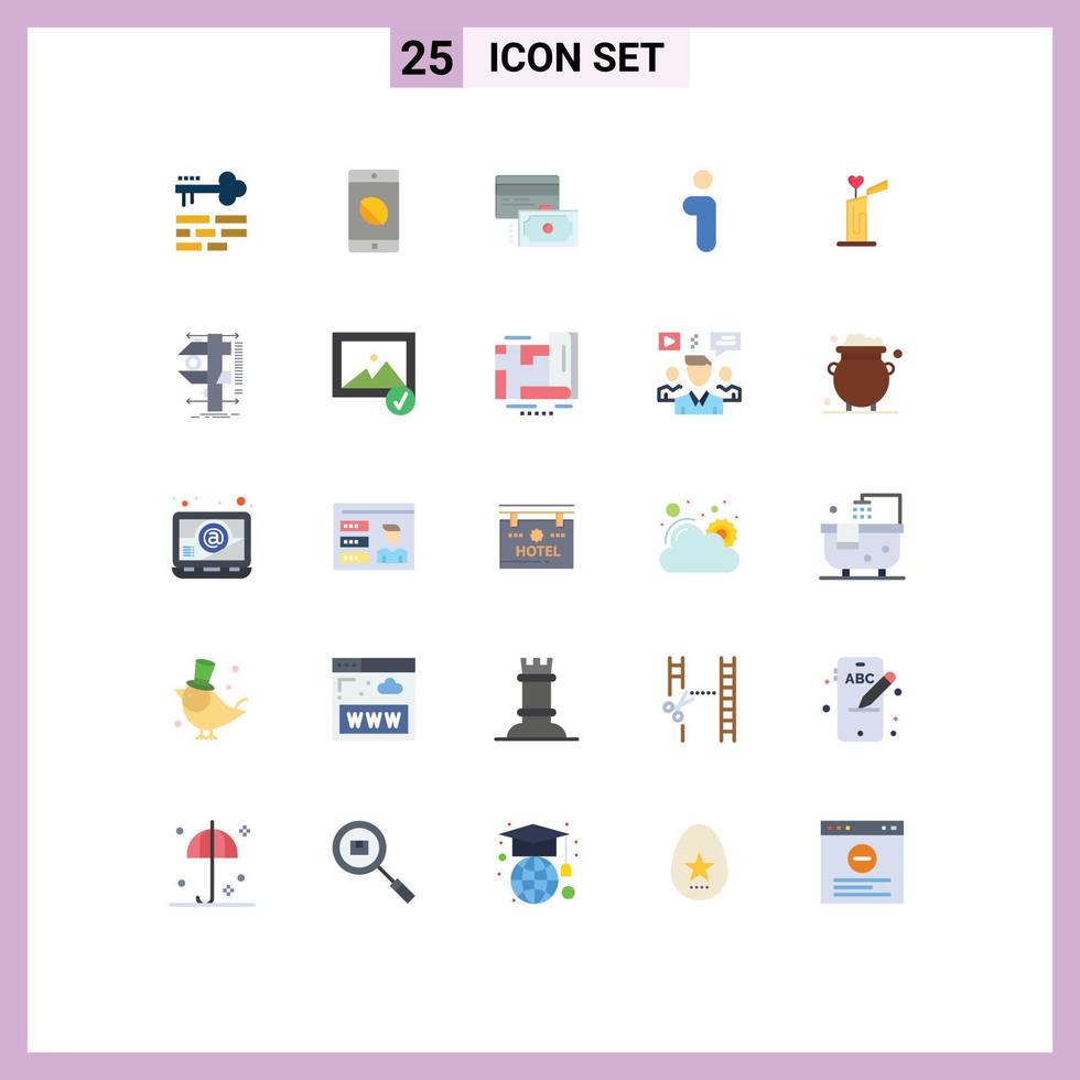 25 Flat Color concept for Websites Mobile and Apps wedding candle credit interface info Editable Vector Design Elements