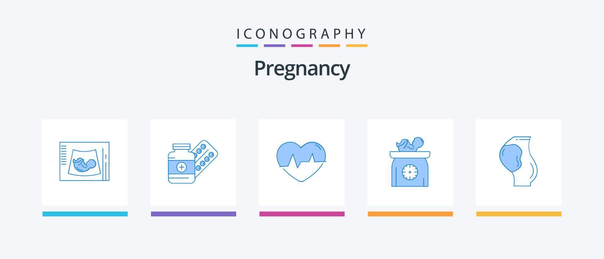 Pregnancy Blue 5 Icon Pack Including baby. beat. drugs. pulse. heart. Creative Icons Design vector