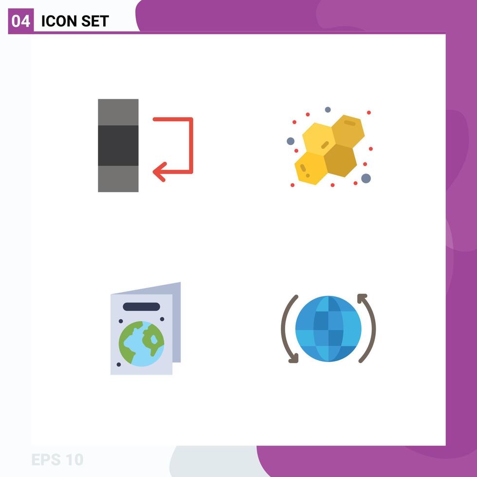 Set of 4 Modern UI Icons Symbols Signs for column global atom earth day internet Editable Vector Design Elements