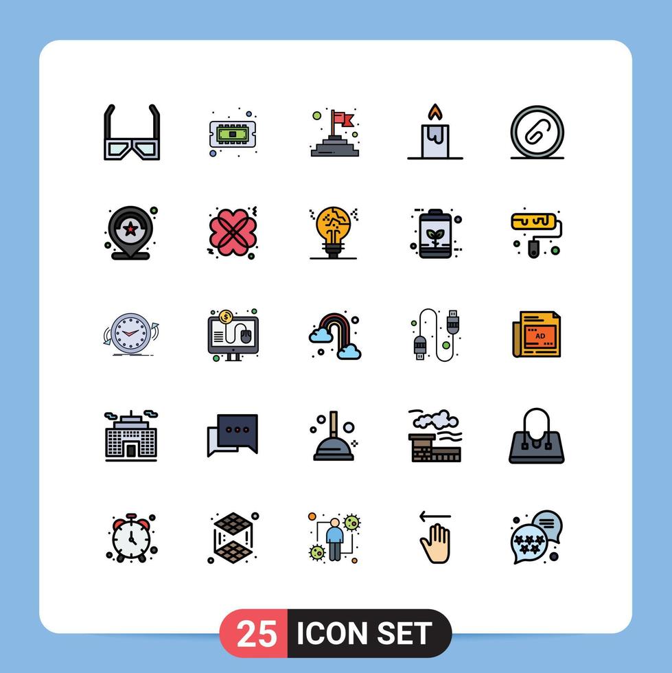 25 Creative Icons Modern Signs and Symbols of file document hardware attach candle Editable Vector Design Elements