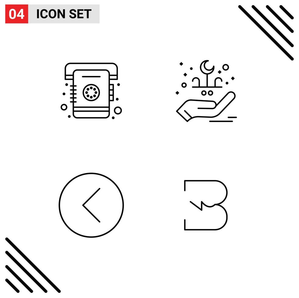 Modern Set of 4 Filledline Flat Colors and symbols such as phone media list hand multimedia Editable Vector Design Elements