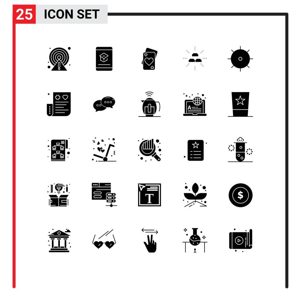 Modern Set of 25 Solid Glyphs and symbols such as interest gold learning fund wedding Editable Vector Design Elements