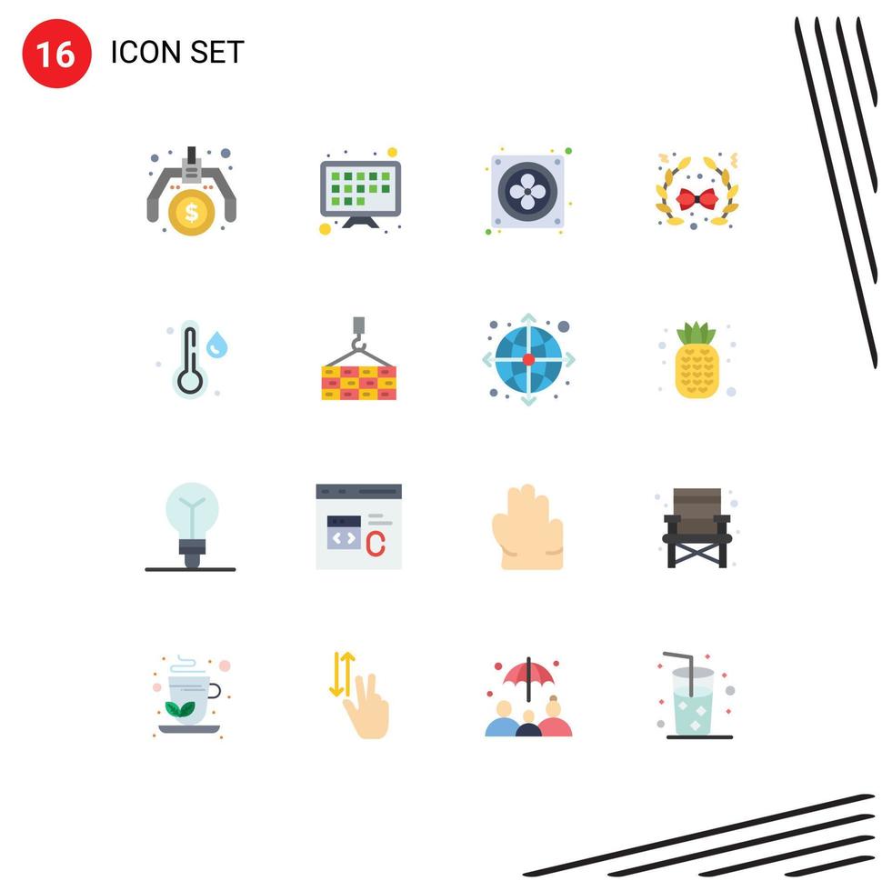 Set of 16 Commercial Flat Colors pack for cargo weather fan temperature decoration Editable Pack of Creative Vector Design Elements