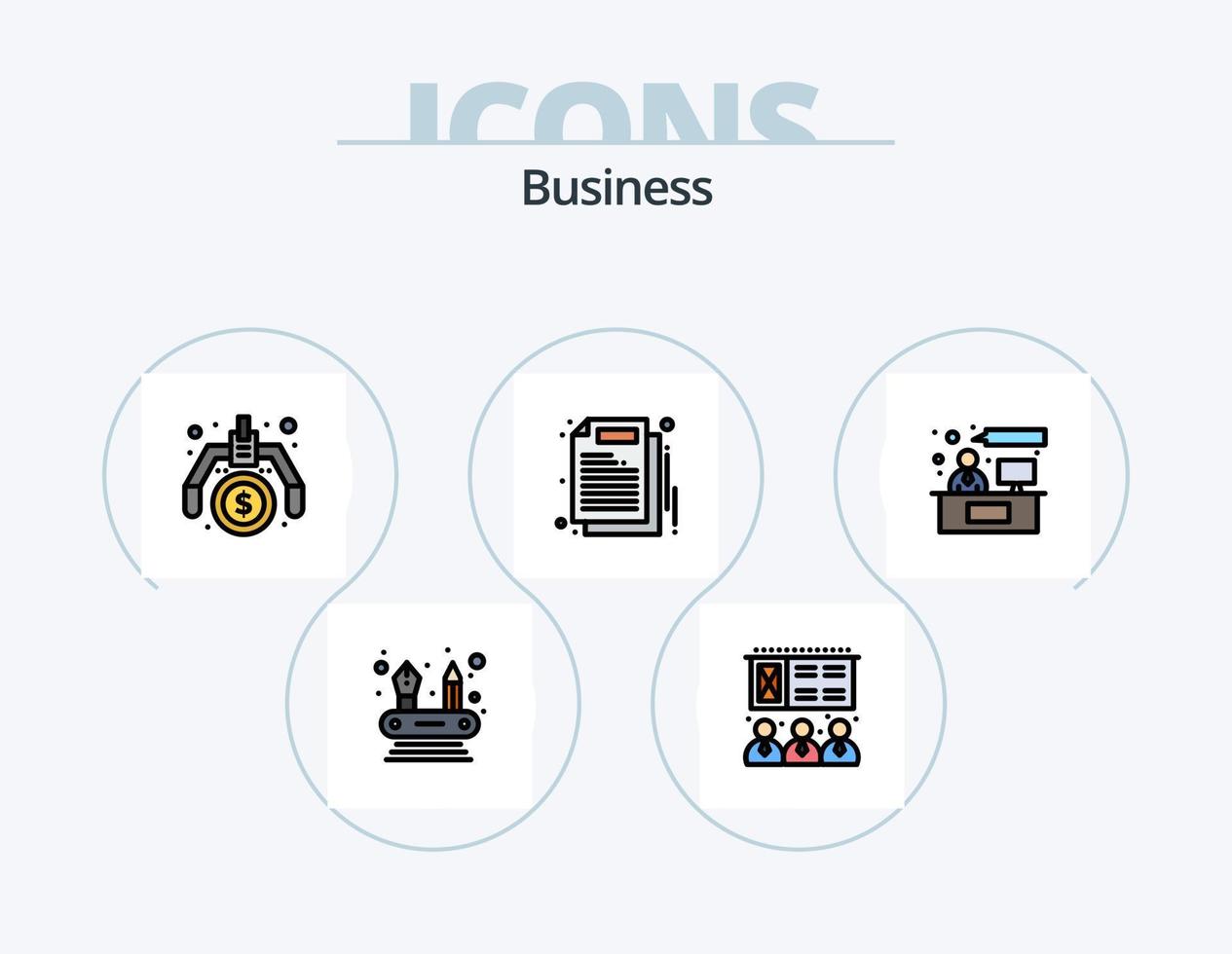 Business Line Filled Icon Pack 5 Icon Design. . flow. performance. business. person vector