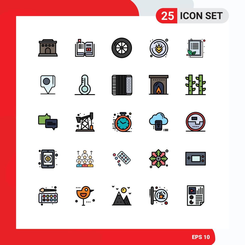 grupo de símbolos de icono universal de 25 colores planos de línea llena moderna de bangladesh lista de neumáticos portapapeles trigo elementos de diseño vectorial editables vector