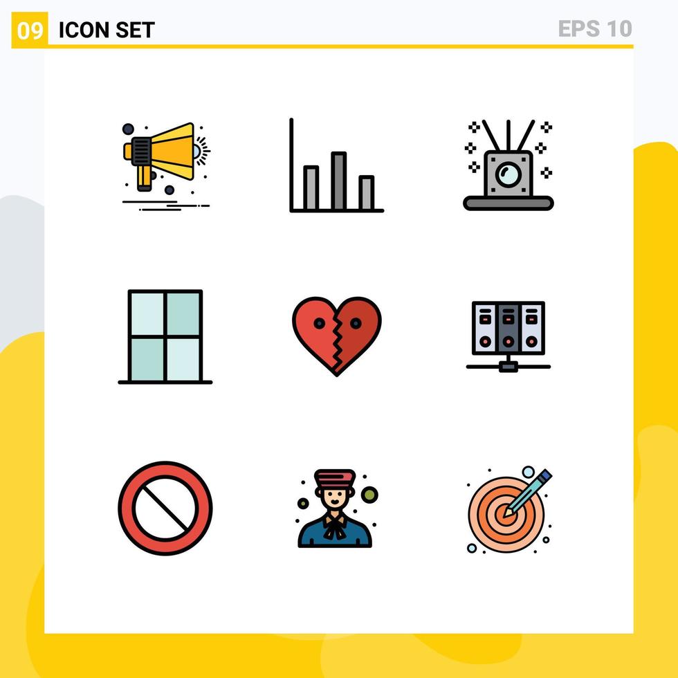 9 Creative Icons Modern Signs and Symbols of love wardrobe relaxing room home Editable Vector Design Elements