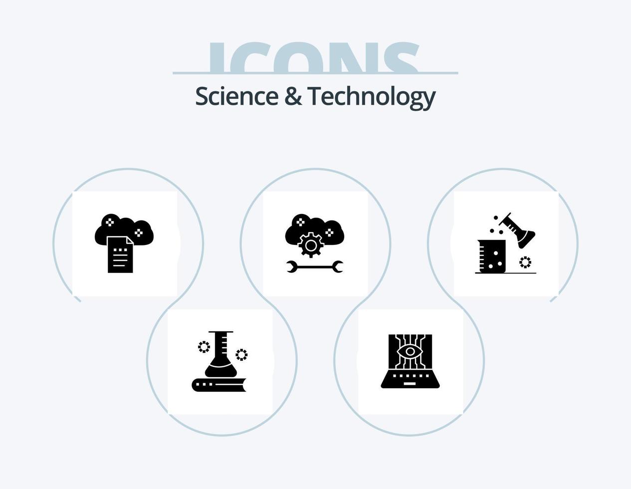 Science And Technology Glyph Icon Pack 5 Icon Design. cloud service configure. cloud application service. technic. sky docs. file storage vector