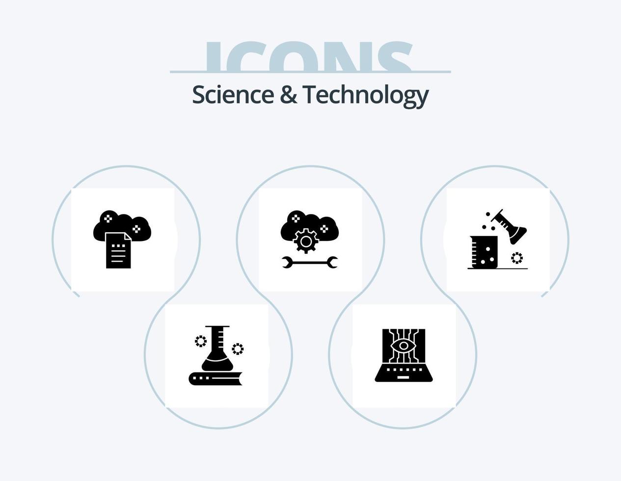 paquete de iconos de glifos de ciencia y tecnología 5 diseño de iconos. configuración del servicio en la nube. servicio de aplicaciones en la nube. técnico documentos del cielo. almacenamiento de archivos vector