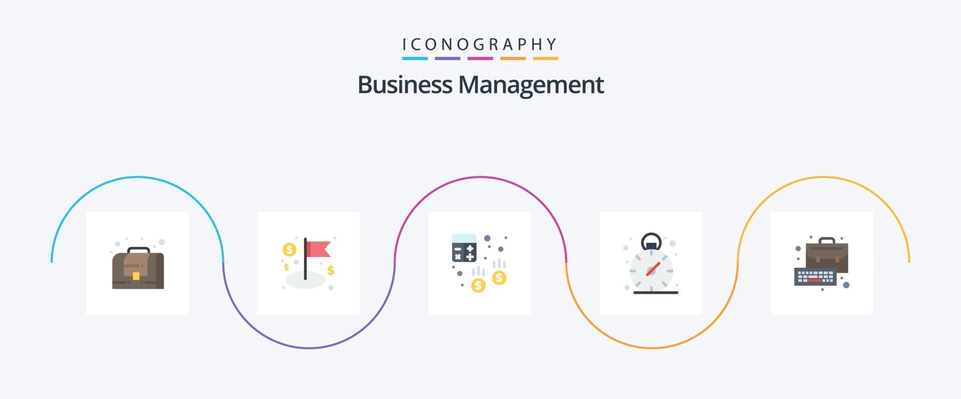 paquete de iconos flat 5 de gestión empresarial que incluye gestión. negocio. auditoría. hora. negocio vector