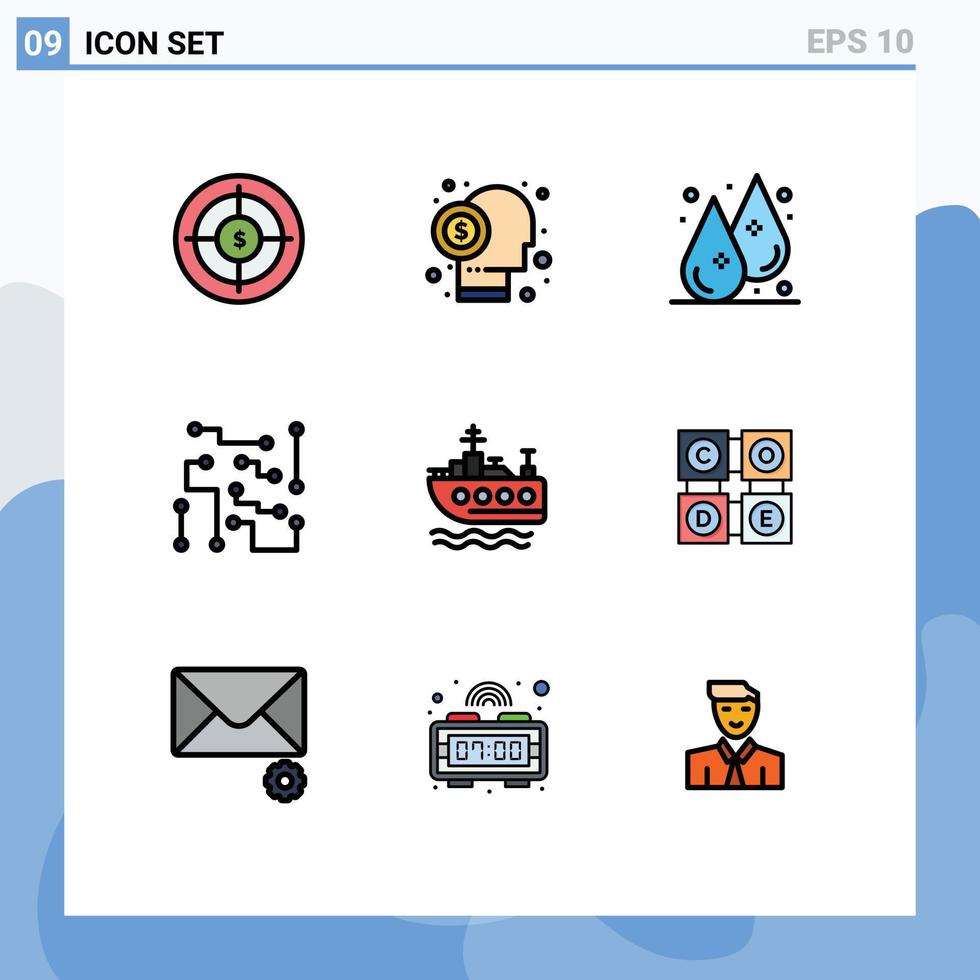 9 Creative Icons Modern Signs and Symbols of physical science circuitry investor biophysics liquid Editable Vector Design Elements
