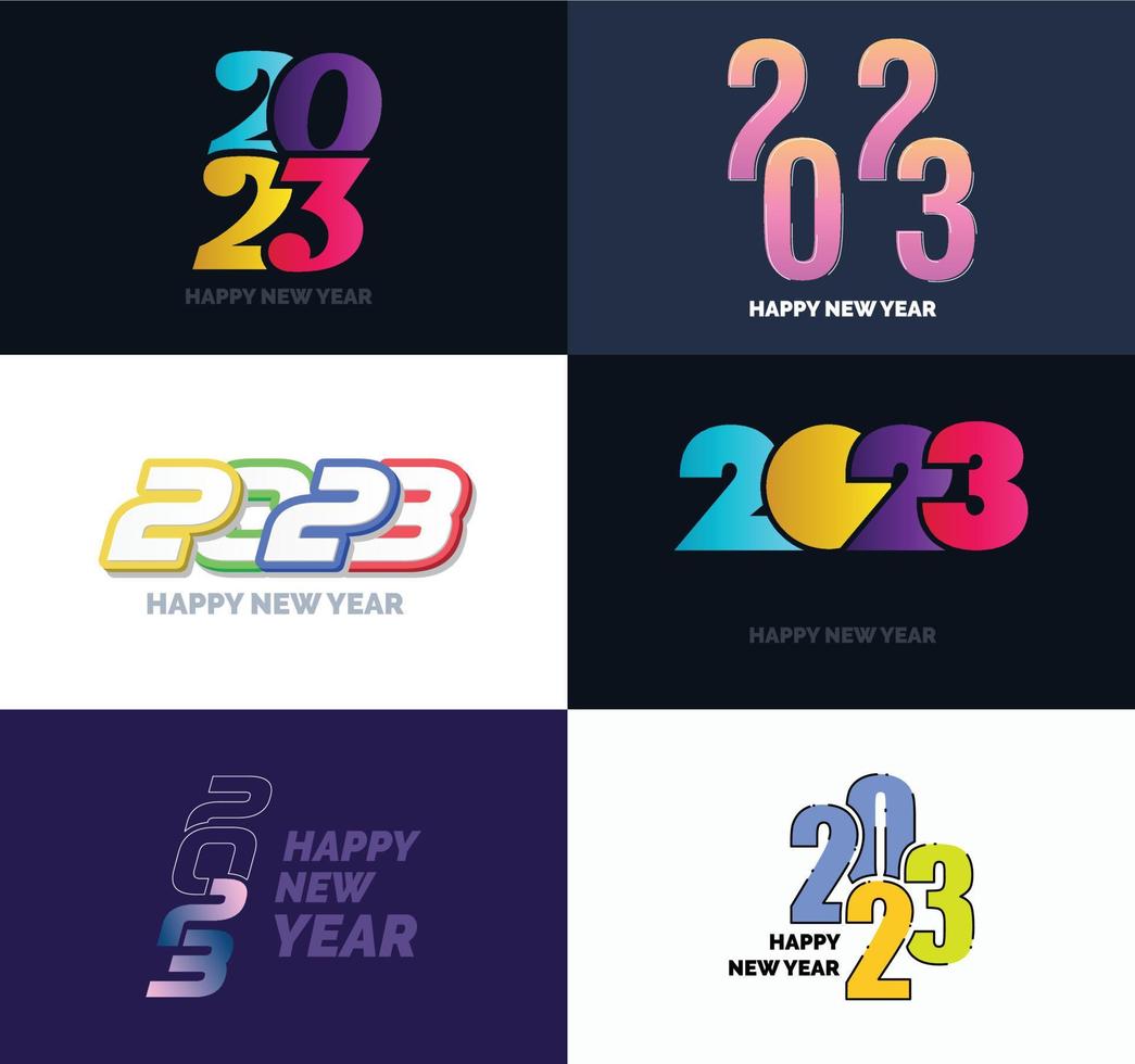 Big Collection of 2023 Happy New Year symbols Cover of business diary for 2023 with wishes vector