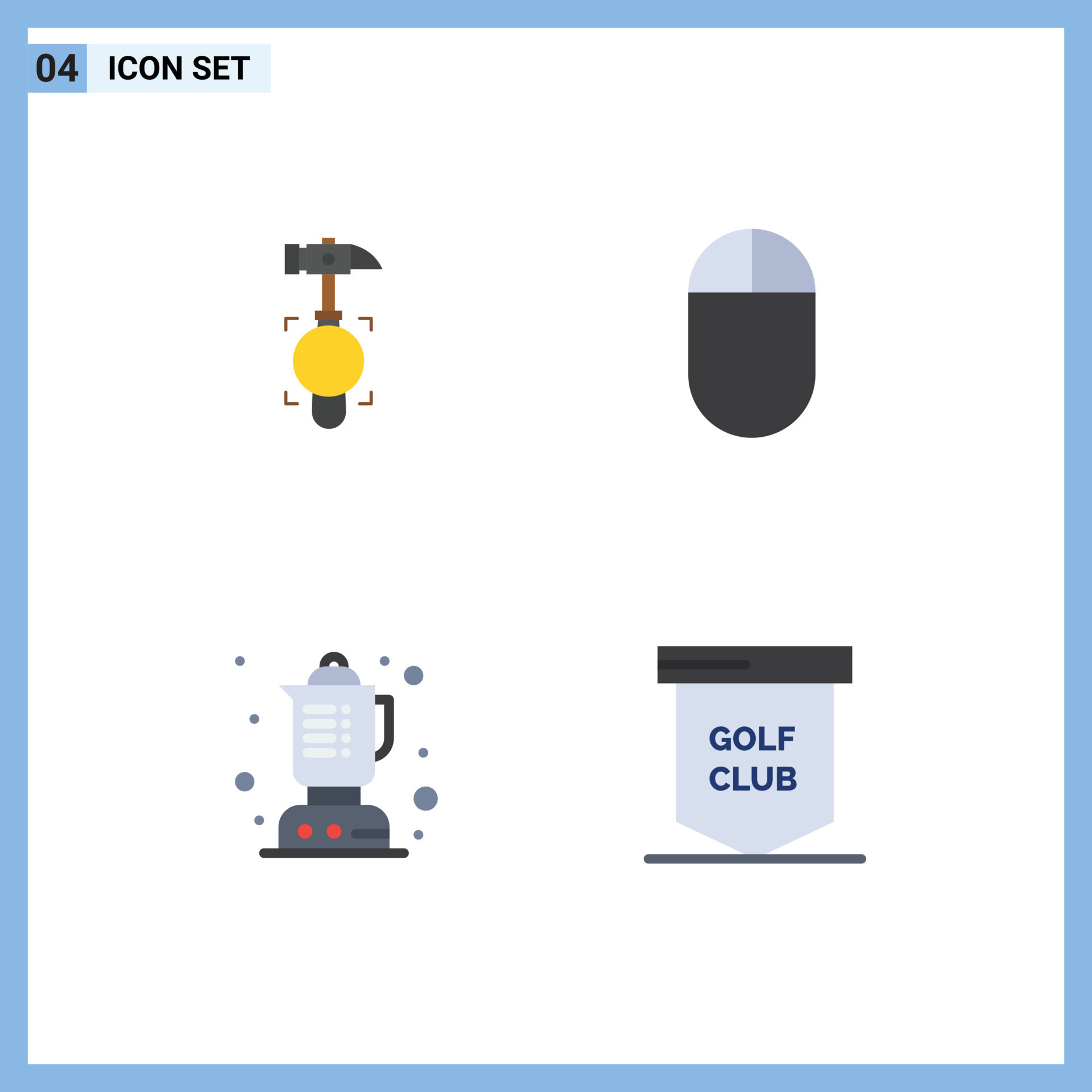 User Interface Pack of 4 Basic Flat Icons of hammer game tool