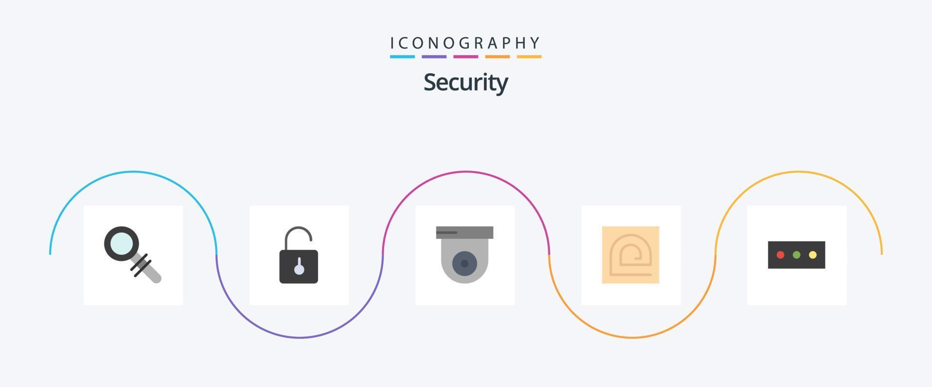 paquete de iconos de 5 planos de seguridad que incluye seguridad. lector. cámara. contraseña. dedo vector