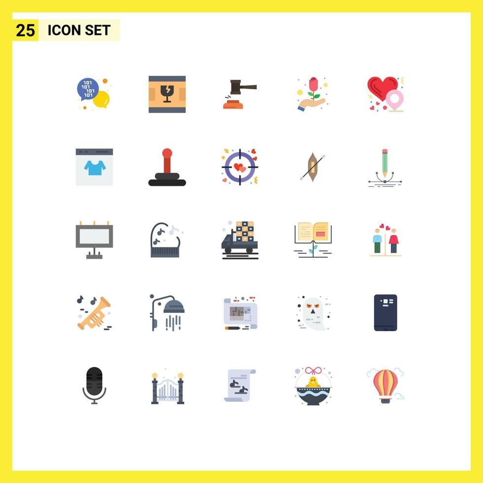Editable Vector Line Pack of 25 Simple Flat Colors of ecology legal action law hammer Editable Vector Design Elements