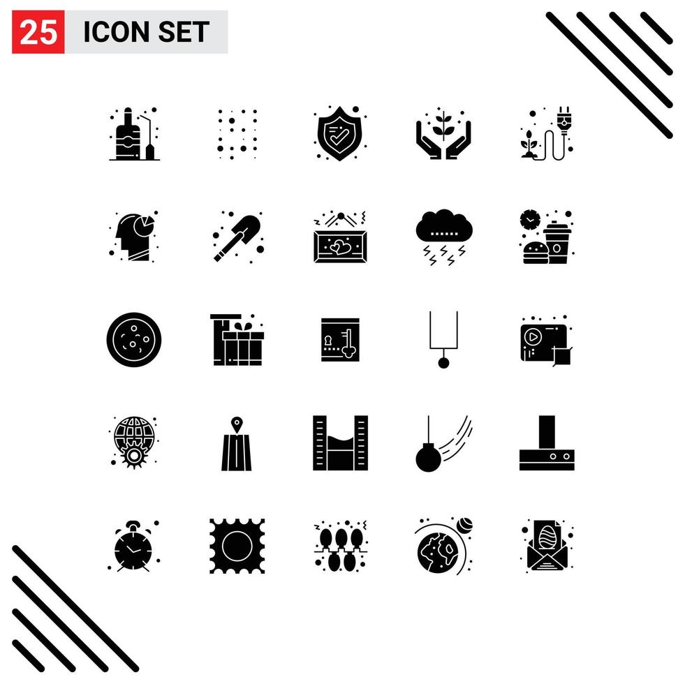 Set of 25 Modern UI Icons Symbols Signs for electricity nature protection give farming Editable Vector Design Elements