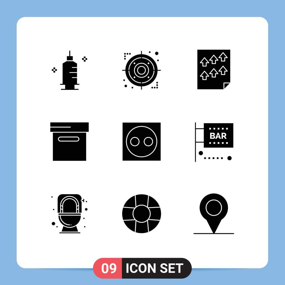 Group of 9 Modern Solid Glyphs Set for electronic devices data box report Editable Vector Design Elements