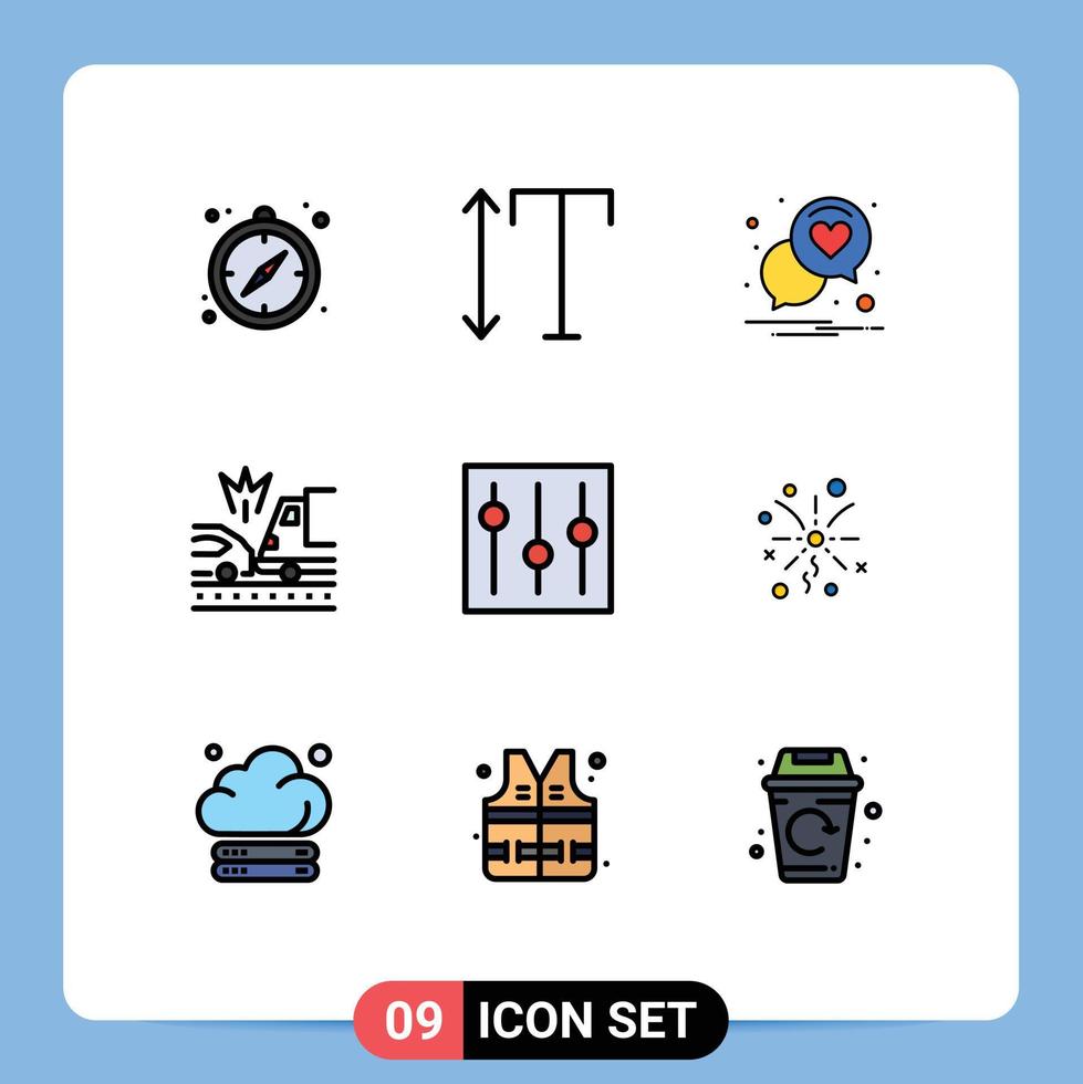 paquete de iconos de vector de stock de 9 signos y símbolos de línea para establecer elementos amor elementos de diseño de vector editables de choque básico