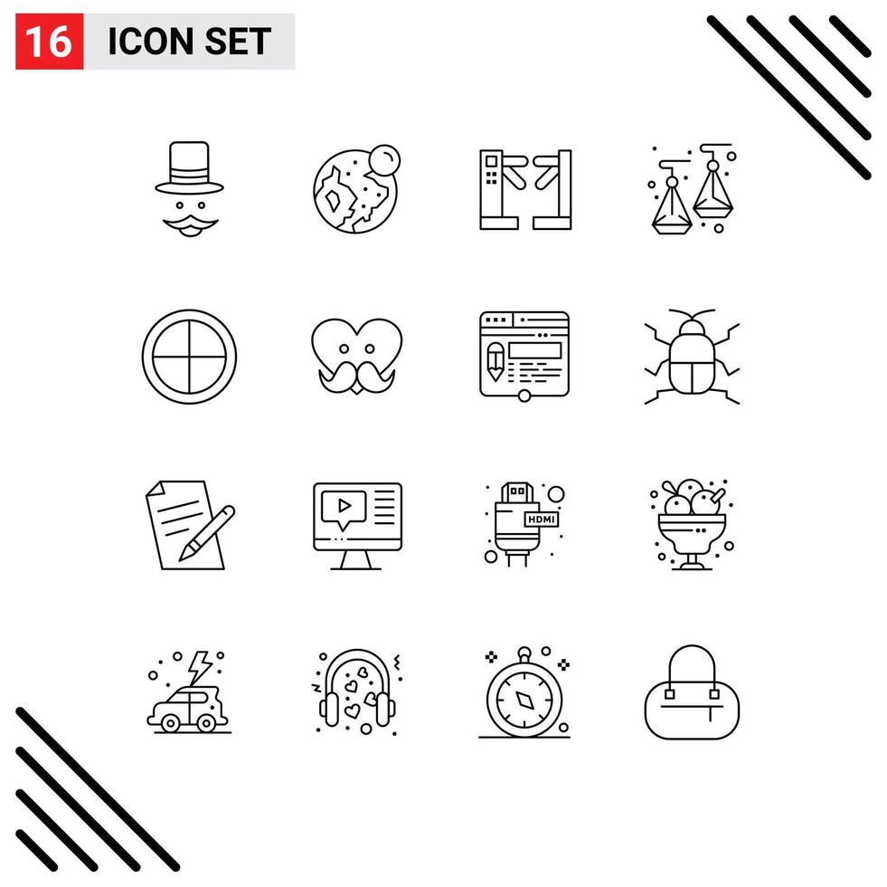 16 Universal Outlines Set for Web and Mobile Applications badge jewelry moon jewelry underground Editable Vector Design Elements