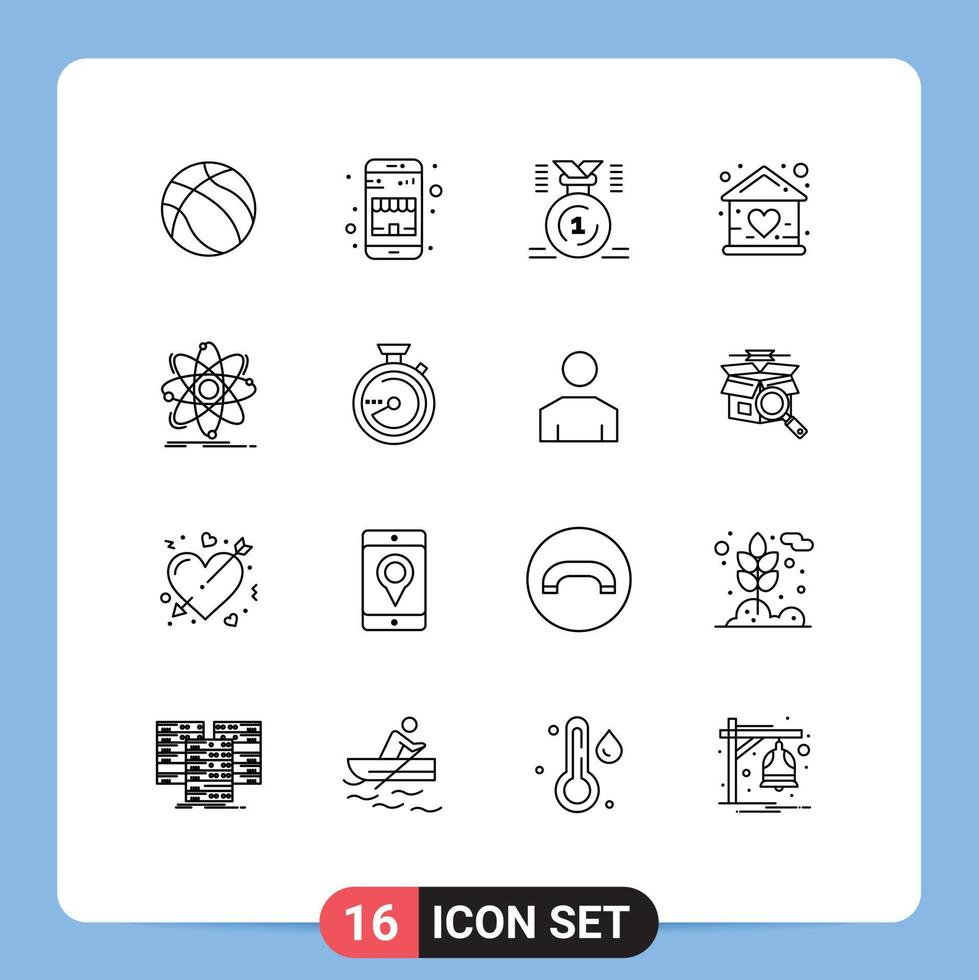 Outline Pack of 16 Universal Symbols of house doll award building win Editable Vector Design Elements