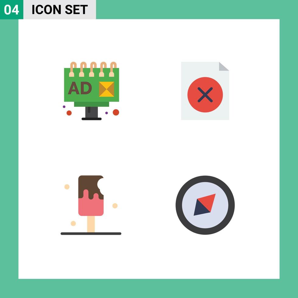 4 Creative Icons Modern Signs and Symbols of ad sweet delete desert orientation Editable Vector Design Elements