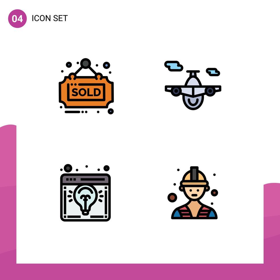 4 Creative Icons Modern Signs and Symbols of estate business idea sold transport launch Editable Vector Design Elements