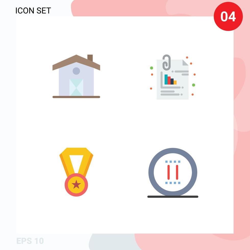 4 Flat Icon concept for Websites Mobile and Apps home education attachment office movie Editable Vector Design Elements