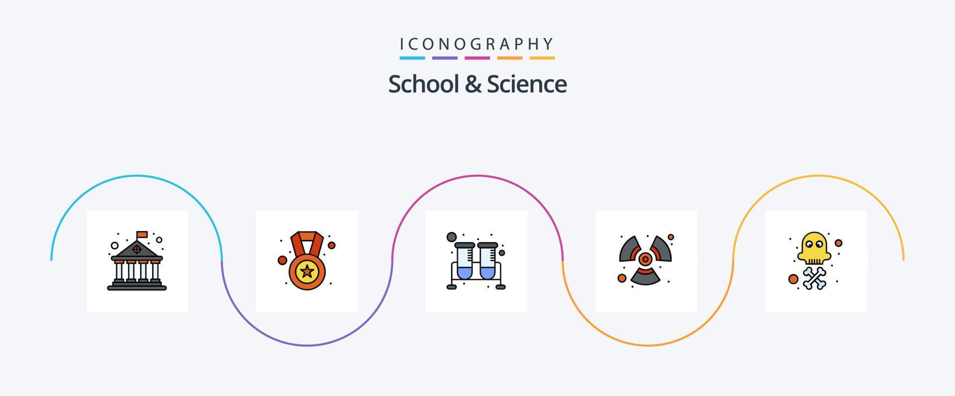 School And Science Line Filled Flat 5 Icon Pack Including death. energy. flask. wind. fan vector