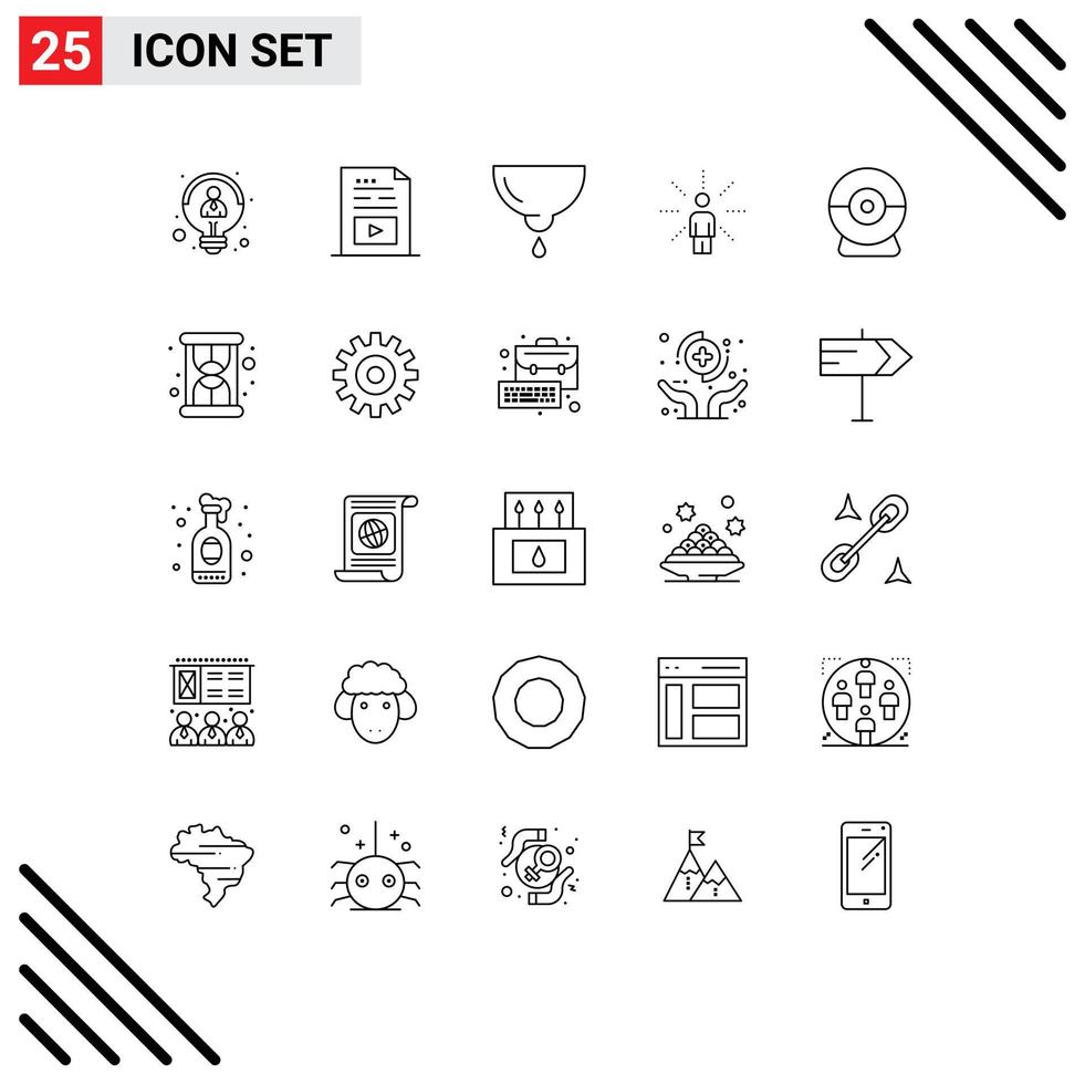 Group of 25 Modern Lines Set for perception feel music awareness milk Editable Vector Design Elements