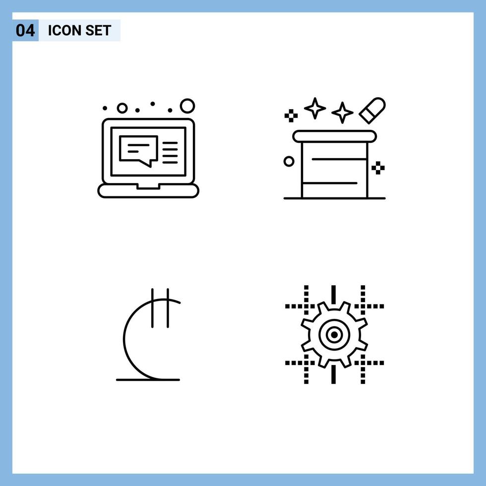 Mobile Interface Line Set of 4 Pictograms of email lari message magical georgia Editable Vector Design Elements