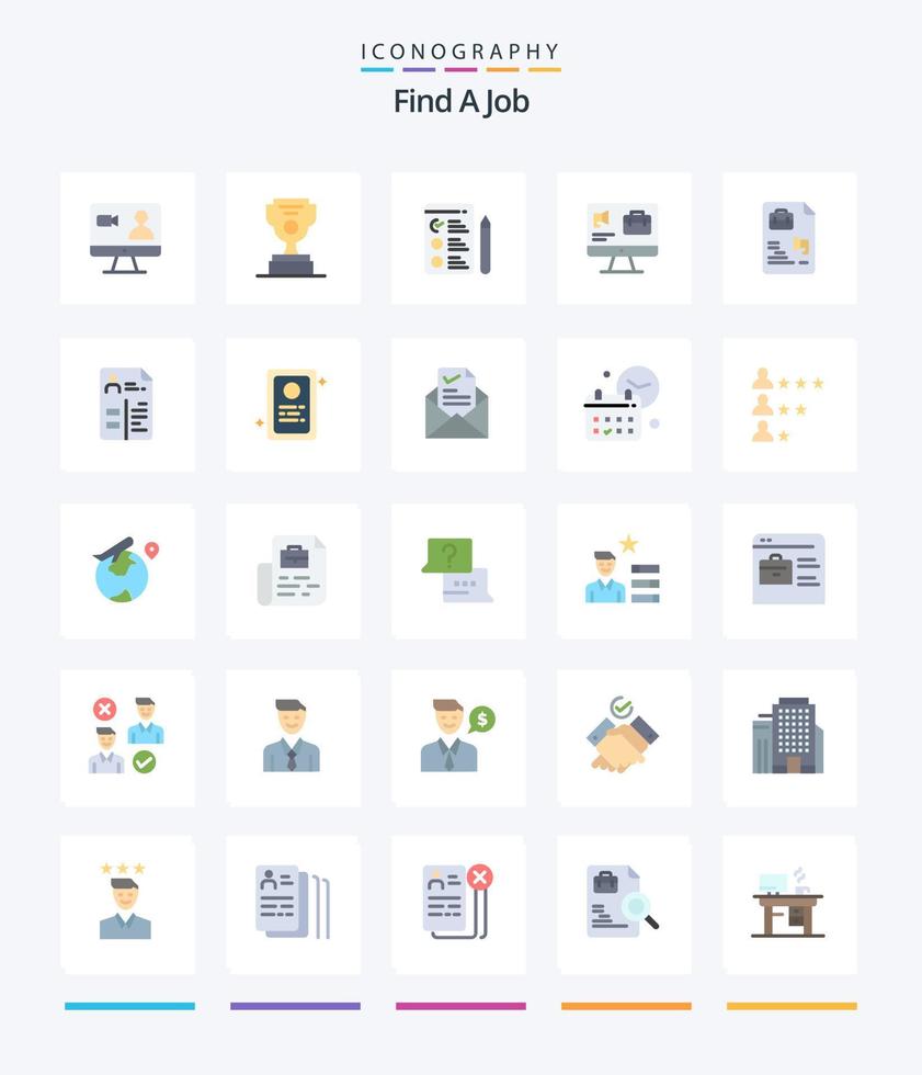 Creative Find A Job 25 Flat icon pack  Such As job. file. cv. job. bag vector