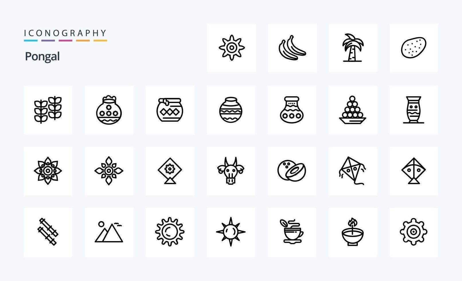25 Pongal Line icon pack vector