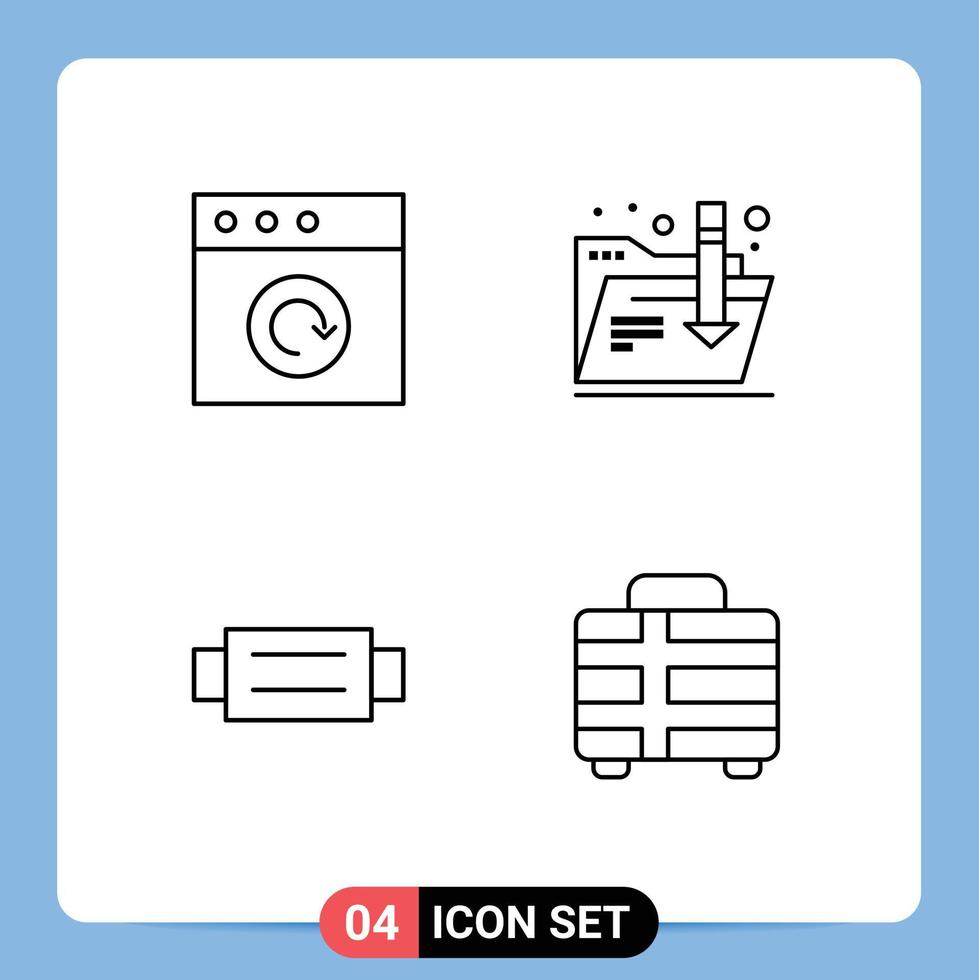 Set of 4 Modern UI Icons Symbols Signs for app man download accessories holiday Editable Vector Design Elements