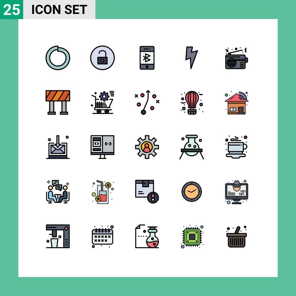 25 Creative Icons Modern Signs and Symbols of device radio communication media twitter Editable Vector Design Elements