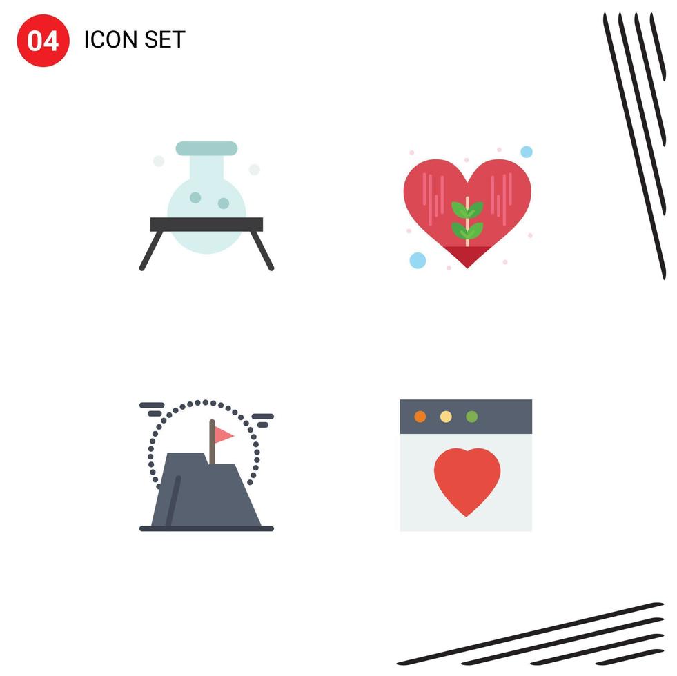 4 Flat Icon concept for Websites Mobile and Apps biochemistry flag dangerous heart mission Editable Vector Design Elements