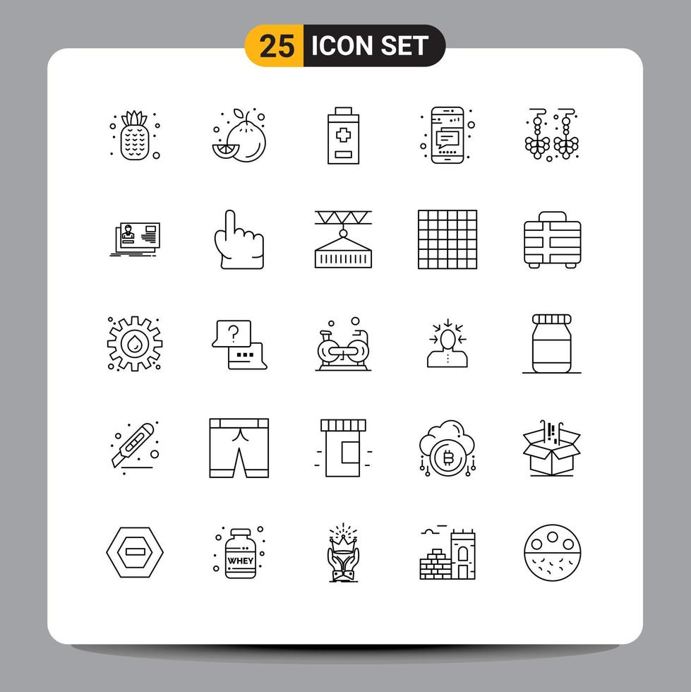 25 Line concept for Websites Mobile and Apps user jewelry plus earrings text Editable Vector Design Elements