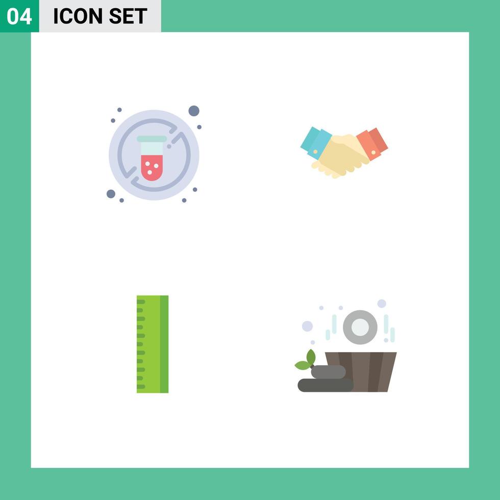 Modern Set of 4 Flat Icons Pictograph of diet education medicine handshake school Editable Vector Design Elements