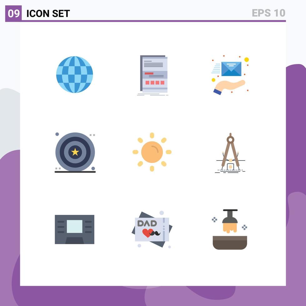 Universal Icon Symbols Group of 9 Modern Flat Colors of light shield email independence celebration Editable Vector Design Elements