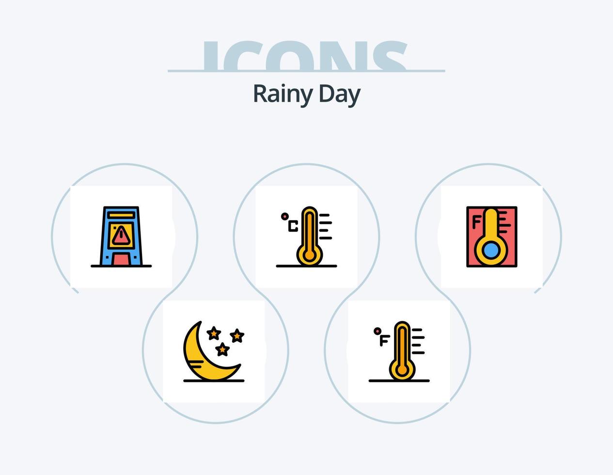 Rainy Line Filled Icon Pack 5 Icon Design. cloud. thunder. moon. rainy. rain vector