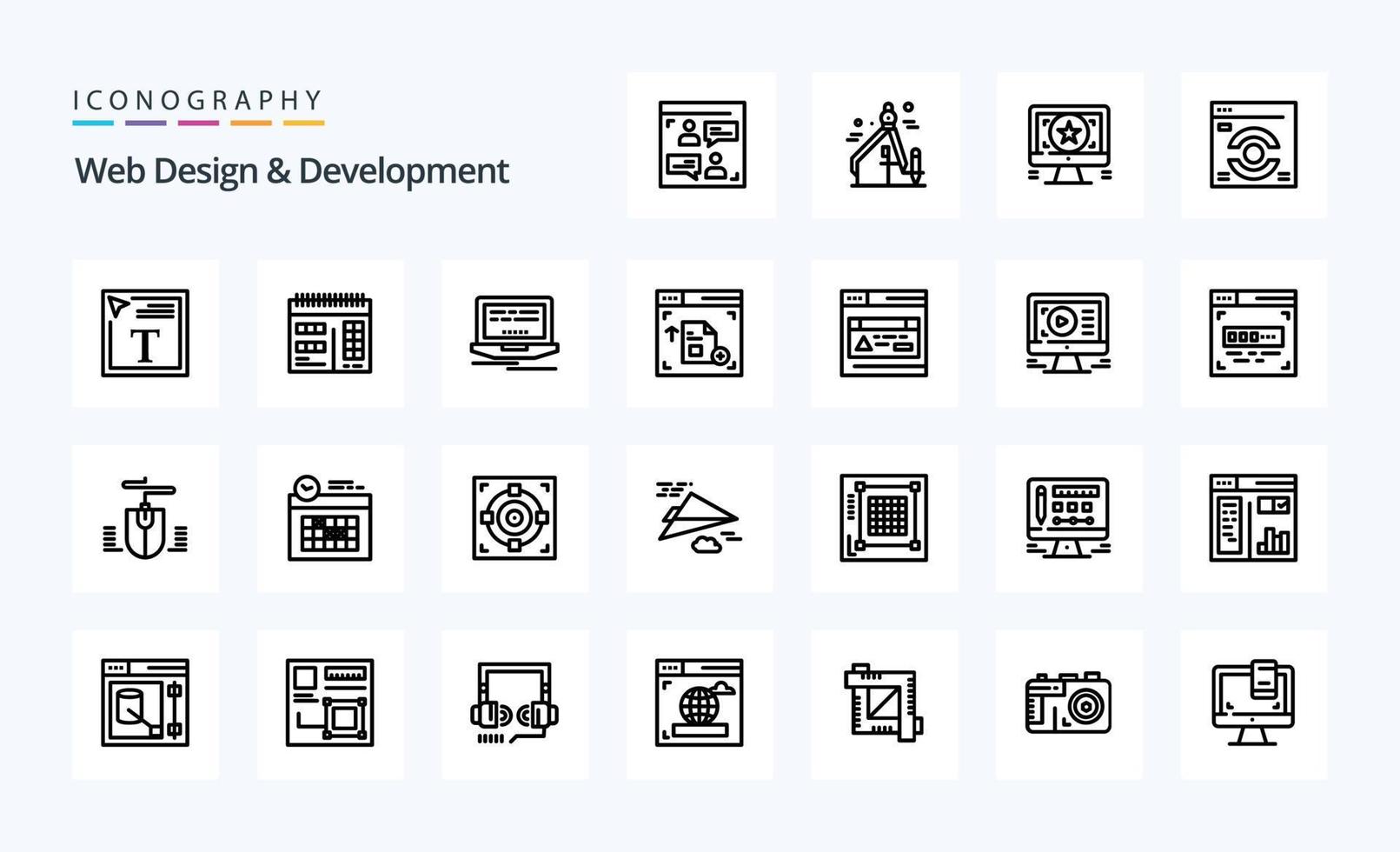 25 Web Design And Development Line icon pack 18662662 Vector Art at ...
