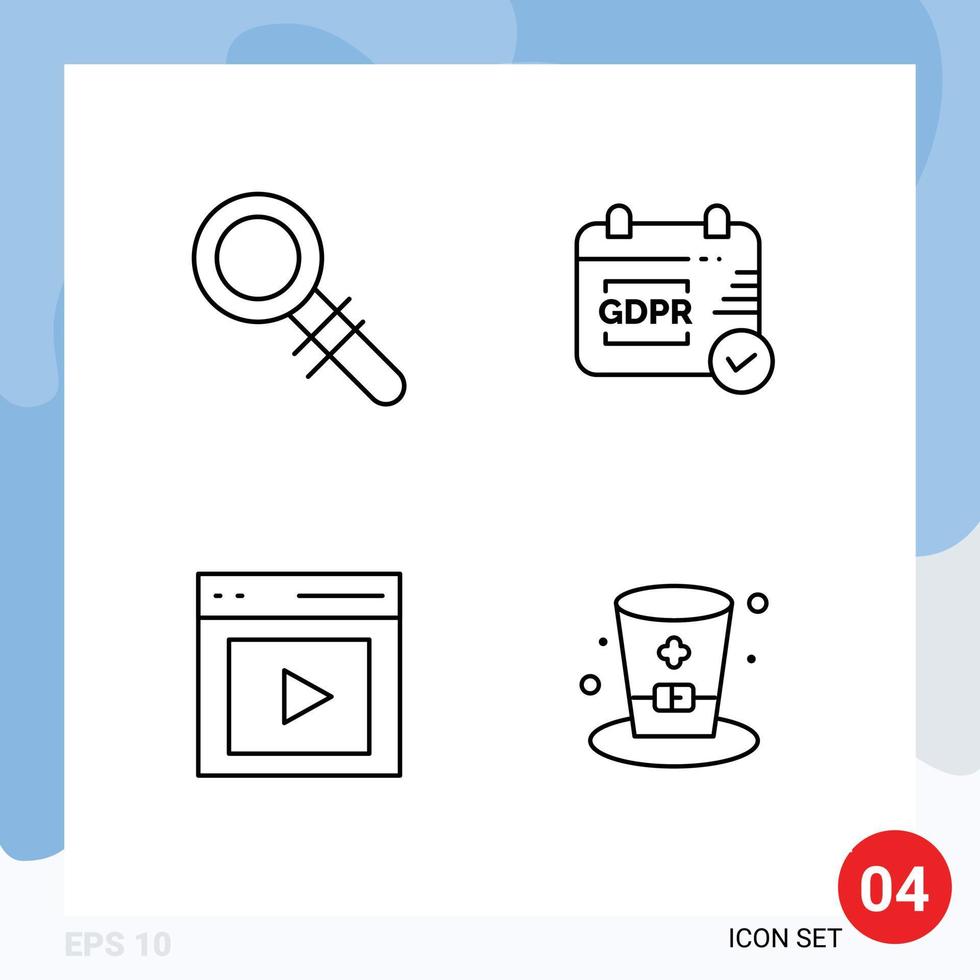 Line Pack of 4 Universal Symbols of find user gdpr communication glasss Editable Vector Design Elements