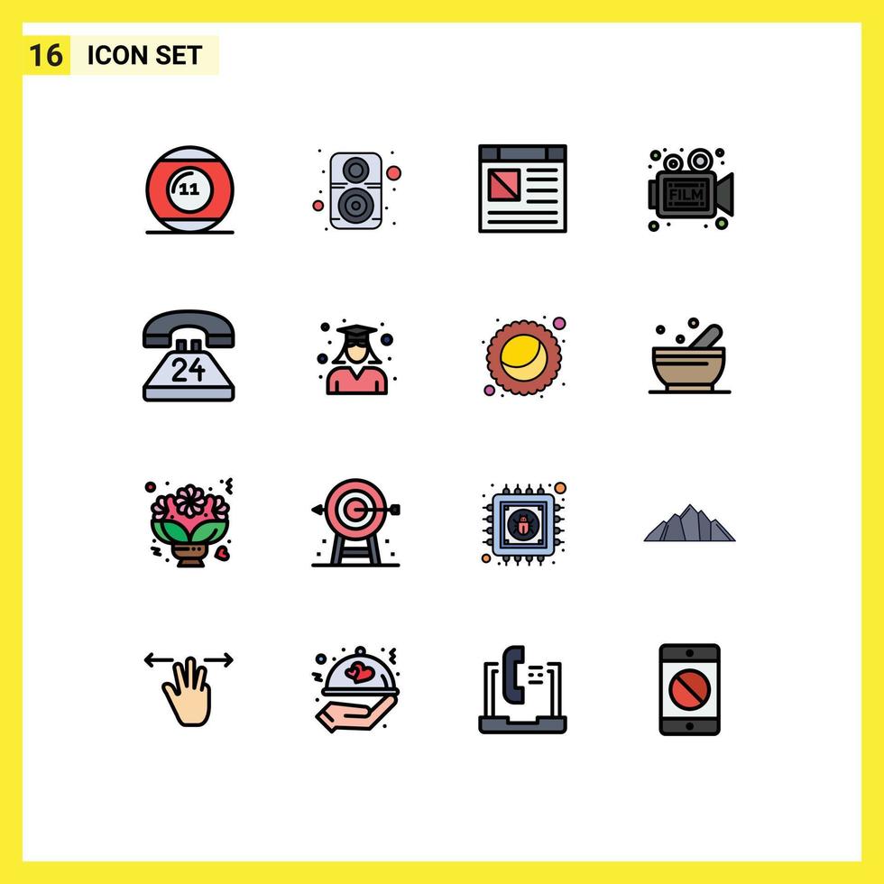Stock Vector Icon Pack of 16 Line Signs and Symbols for movie video speaker film website Editable Creative Vector Design Elements