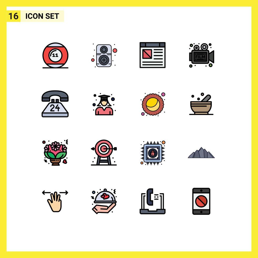 paquete de iconos de vector de stock de 16 signos y símbolos de línea para elementos de diseño de vector creativo editable de sitio web de película de altavoz de video de película